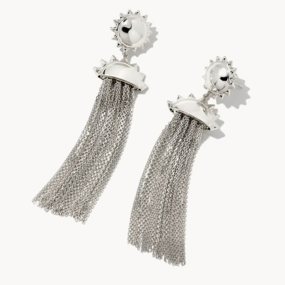 Kendra Scott Sienna Sun Statement Earrings in Rhodium Silver NWT - Picture 4 of 7